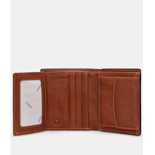 Load image into Gallery viewer, Brown Two Fold Leather Wallet with Coin Pocket By Yoshi (ID window)
