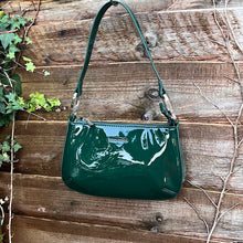 Load image into Gallery viewer, Small Dark Green Patent Look Bag (front)
