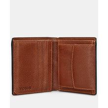 Load image into Gallery viewer, Brown Two Fold Leather Wallet with Coin Pocket By Yoshi (open)
