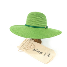 Load image into Gallery viewer, Bright &amp; Bold Wide Brim Foldable Hat | Parakeet Green (with bag)
