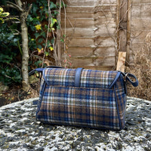 Load image into Gallery viewer, Navy Tartan Look Satchel Bag (back)
