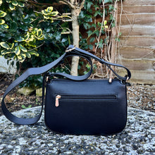 Load image into Gallery viewer, Black Crossbody Bag with Wide Adjustable Strap (back)
