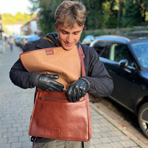 Chestnut Messenger Italian Leather Bag (flap over)