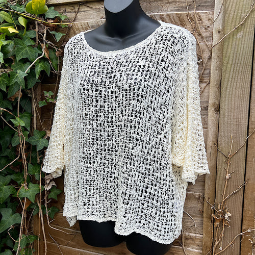 Ivory Bohemian Knitted Pullover Poncho