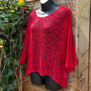 Breezy Red Bohemian Popcorn Cover Up