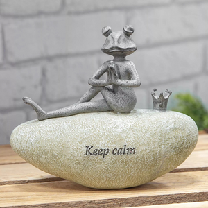 "keep Clam" Frog on a Stone Ornament