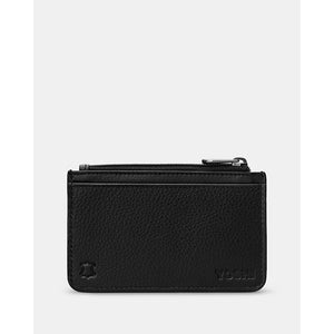 Black Zip Top Morton Leather Card Holder (back)