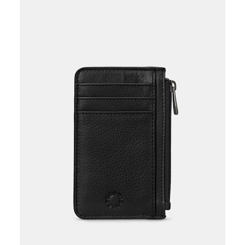 Black Zip Top Morton Leather Card Holder (side)