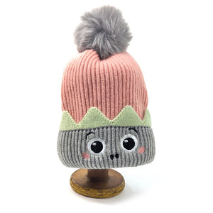 Pink & Grey Children's Monster Bobble Hat
