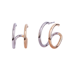 Gold & Silver VB Inspired Double Ring Earrings
