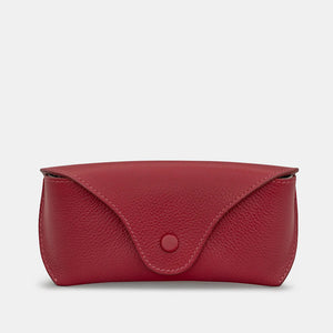 Atlantic Cherry Red Leather Glasses Case (front)