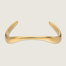 Load image into Gallery viewer, 180K Gold Plated Wave Stainless Steel Bangle (front)
