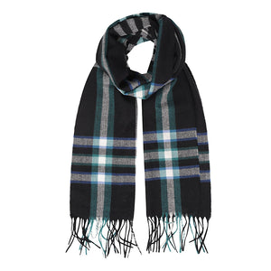 Men's Navy with Green, Grey & Blue Check Scarf