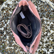 Load image into Gallery viewer, Light Pink Large Soft Front Zip Pocket &#39;Sari&#39; Shoulder Bag (open)
