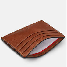 Load image into Gallery viewer, Brown Slim Leather Card Holder (top open)
