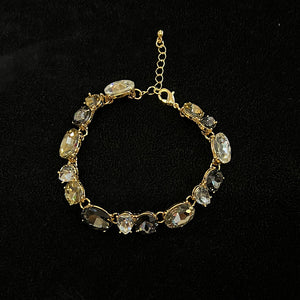 Gold & Smokey Multi Jewel Statement Bracelet