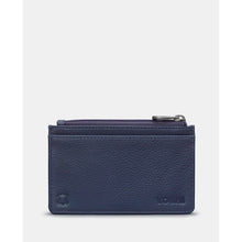 Load image into Gallery viewer, Navy Zip Top Morton Leather Card Holder (back)
