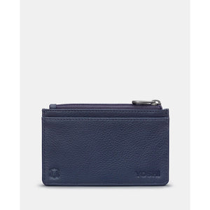 Navy Zip Top Morton Leather Card Holder (back)