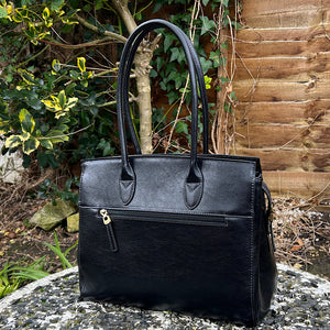 Black 'Giorgia' Italian Leather Shoulder Bag (back)