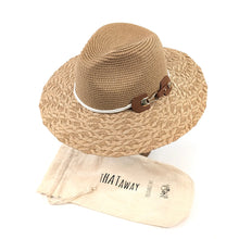 Load image into Gallery viewer, Dark Natural Plaited Brim Panama Foldable Hat (on stand)
