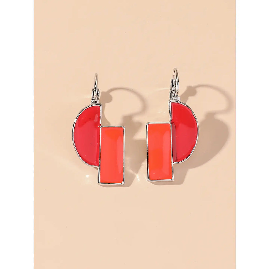 Fantasy Enamelled Red & Orange Earrings