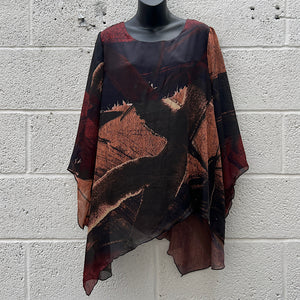 Rust Silk Feel Asymmetric Tunic