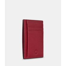 Load image into Gallery viewer, Cherry Red Leather Card Holder with ID Window (side)
