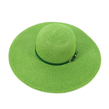 Load image into Gallery viewer, Bright &amp; Bold Wide Brim Foldable Hat | Parakeet Green (flat)
