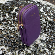 Load image into Gallery viewer, Purple Double Zip Phone Bag By David Jones
