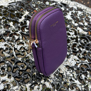 Purple Double Zip Phone Bag By David Jones