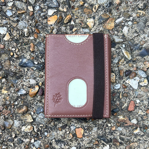 Tan Leather Credit Card & Note Case By 'Oak' (closed)