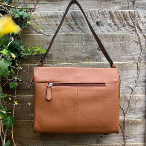 Soft Cognac Italian Leather 'Cecilia' Shoulder Bag (back)