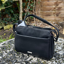 Load image into Gallery viewer, Black Classic &#39;Brenda&#39; Leather Crossbody Bag (front)
