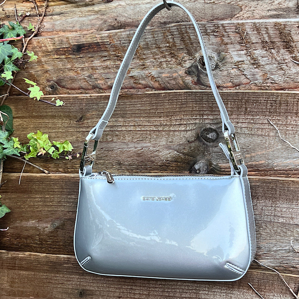 Small Silver Patent Look Bag (side)