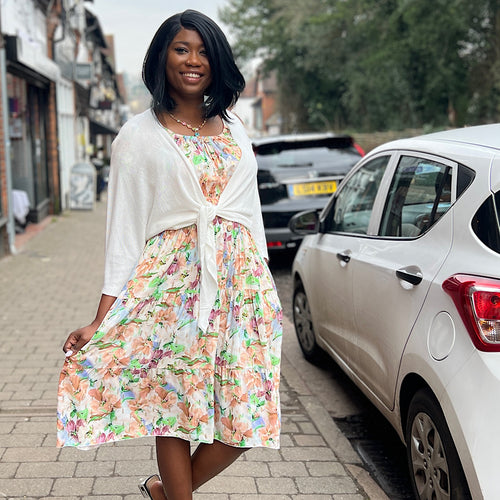 Bardot Midi Dress with Pockets | Floral Spring Print