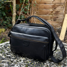 Load image into Gallery viewer, Black &#39;Ash&#39; Leather Messenger Bag (front)
