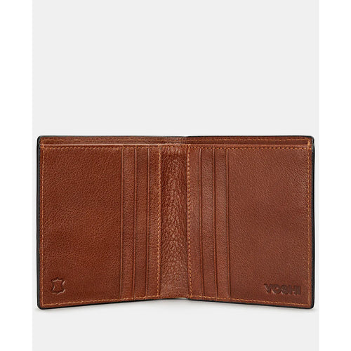 Brown Two Fold Leather Wallet By Yoshi (open)