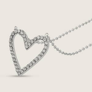 White Gold Plated Diamante Stainless Steel Heart Necklace