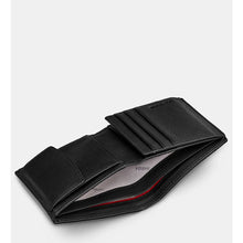 Load image into Gallery viewer, Black Two Fold Leather Wallet with Coin Pocket By Yoshi (notes)
