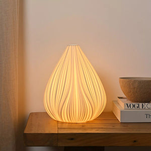 White Flower Bud Lamp (lit up lifestyle)