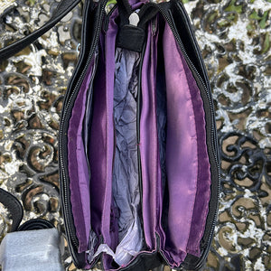 Black Classic 'Brenda' Leather Crossbody Bag (open)