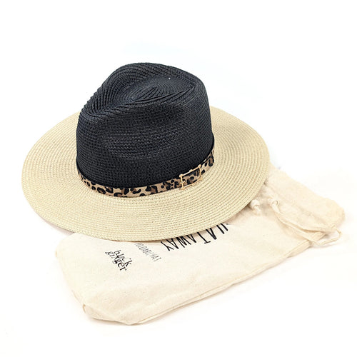 Black & Natural Two Tone Panama Foldable Hat
