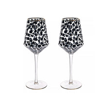 Load image into Gallery viewer, Set of 2 Leopard Print Wine Glasses
