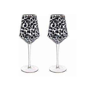 Set of 2 Leopard Print Wine Glasses