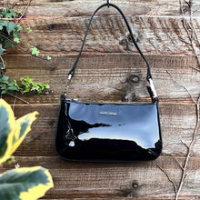 Load image into Gallery viewer, Small Black Patent Look Bag (front)
