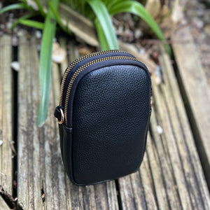 Black Double Zip Phone Bag By David Jones (back)