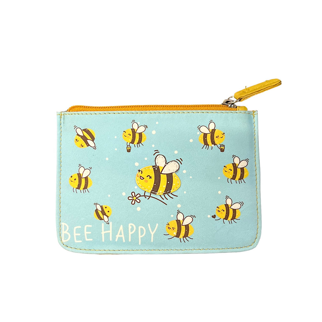 Bee Happy Leather Coin Purse