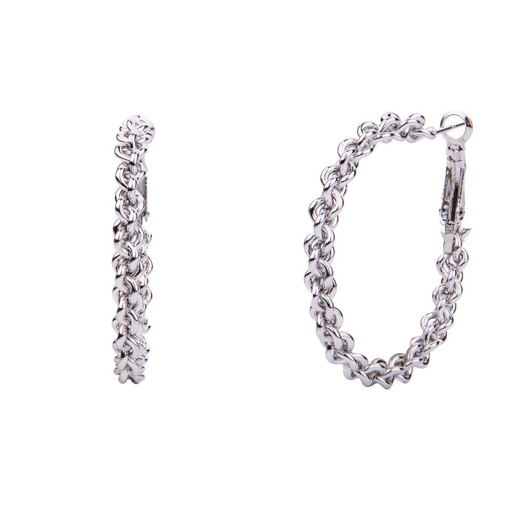 Linked Chain Leaver Hoop Earrings