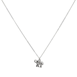 Stainless Steel Short White Gold Plated Short Elephant Necklace
