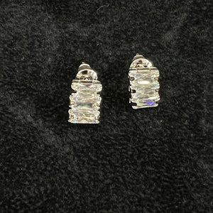 Silver “Elizabeth” 3 Gem Cubic Zirconia Stud Earrings